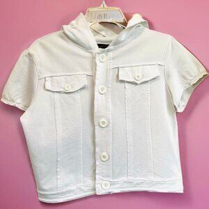Bluet Sports Cropped 100% Cotton Capped Sleeve Button Up Hoodie